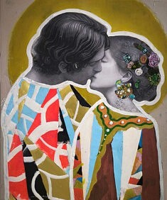 Franceso Romano, Incontro 1, collage et résine acrylique, 60 x 50 cm