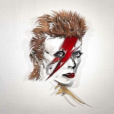 Frédéric‬‭ Daty, Bowie‬‭,‬‭ Aladdin‬‭ Sane‬‭ 73‬‭, acier‬‭ découpé,‬‭ soudé‬‭ et‬‭ patiné,‬‭ 48‬‭ x‬‭ 70‬‭ x‬‭ 8‬‭ cm