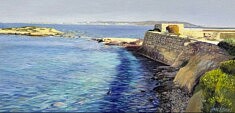 José Cerezo, Arropando la muralla, peinture a l'huile, 21 x 43 cm