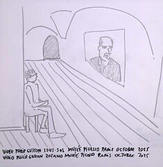 Juan Diego Vergara, dessin, 2026 (série Visiteurs au musée Picasso), 30 x 30 cm