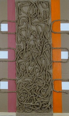Maurice Marceny, 2026 l’Empreinte des liens, acrylique sur bois, 96 x 57,5 cm