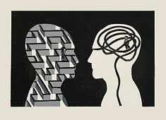 Michalina Malolepsza, Encounter I, linogravure, 23 x 34 cm