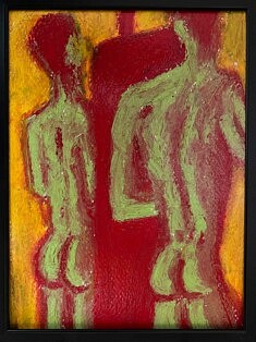 Richard‬‭ Laganier‬‭ Hombres‬‭ desnudos‬‭ I‬‭, pastel‬‭ à‬‭ l’huile‬‭ et‬‭ acrylique,‬‭ 21‬‭ x‬‭ 16‬‭ cm