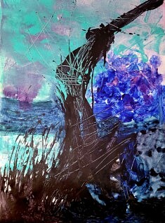 Véronique Le Gall, Souche de bord de mer, 2026, acrylique sur toile, 80 x 60 cm