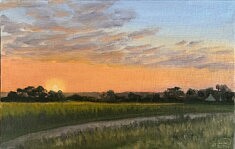 Jaime‬‭ Lee‬‭ Girard‬‭, l’heure‬‭ de‬‭ l'apéro‬‭,‬ peinture‬‭ à‬‭ l'huile,‬‭ 14‬‭ x‬‭ 22‬‭ cm