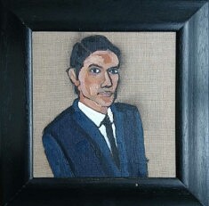 Juan Diego Vergara, Juan Diego Vergara  est agent de surveillance au Musée Picasso (autoportrait), huile sur Toile, 50 x 50 cm (encadré)