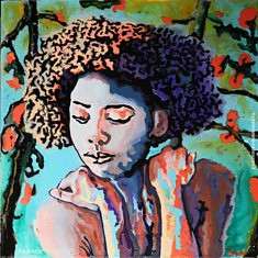 Trapped afro, Francesco Romano Arts, Résine sur toile, 100x100cm, 2021, Paris