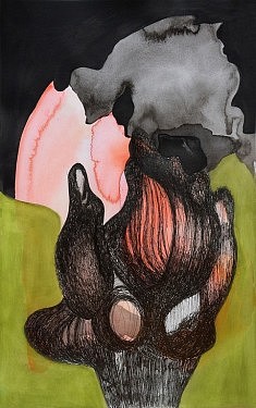 Delphine Epron, Série Les Intrépides 7, 2017, feutre aquarelle et encre de chine sur papier, 50x31cm