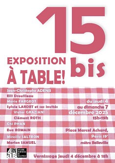 À table!

Exposition collective
du 4 au 7 décembre 2025