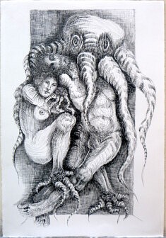 La famille Poulpe - Hommage à Vinciane Despret, 2025, Dessin à l'encre de Chine