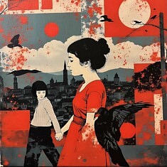 Série Urban Life, N8, techniques mixte sur toile, 50x50 cm, 2025