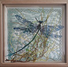 libellule, encadrée 20cmx20cm