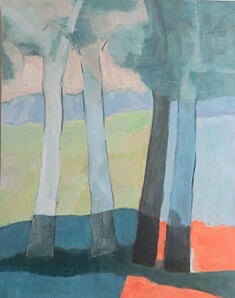 "4arbres, orangé à droite", 80X0 cm 