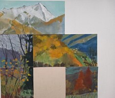 "Fragments, Montagne, Rien" (10) 2026, technique mixte sur carton, 60x60cm