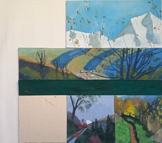 "Fragments, Montagne, Rien" (8) 2026, technique mixte sur carton, 60x60cm