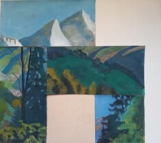 "Fragments, Montagne, Rien" (9) 2026, technique mixte sur carton, 60x60cm