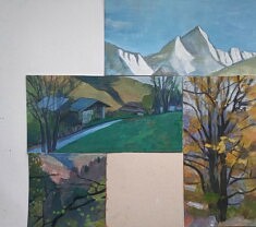 "Fragments, Montagne, Rien" (7) 2026, technique mixte sur carton, 60x60cm