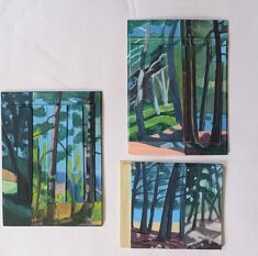  3 "Petits". 2026, peinture sur supports préparés, 27x20cm, 27x21cm, 17x20cm