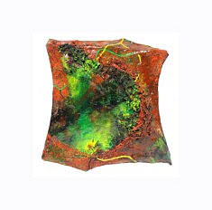 "Relief 1601c" Huile sur pétales de roses (23x22) 2016