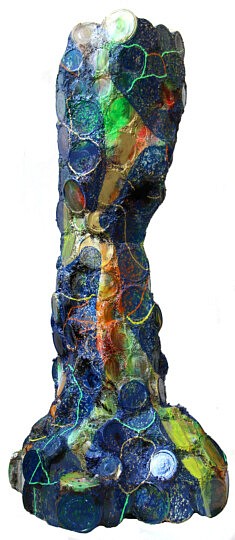 "Relief 1902a Sculpture - Huile sur couvercles, capsules (106x57x54) 2019