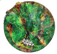 "Relief 1906a" Huile sur pétales de rose (60x57x11) 2019