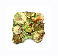 "Relief 2209a" Huile sur couvercles et capsules (21x21x5) 2022