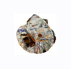 "Relief 2301d" Huile sur céramique, miroir et coquille St Jacques (11x11) 2023