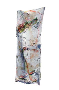 "Relief 2511" Huile sur toile éco-imprimée, copeaux de bois, filets (107x42) 2025 "Relief 2511" Huile sur toile éco-imprimée, copeaux de bois, filets (107x42) 2025