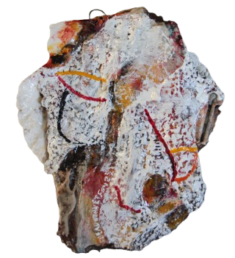 "Relief 2502a " Huile sur stylo et coquille St Jacques (14x11x4) 2025 "Relief 2502a " Huile sur stylo et coquille St Jacques (14x11x4) 2025