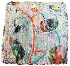 "Relief 2504a" Huile sur stylos (20x20x2) 2025