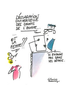 Declaration Universelle des Droits de l'Homme (feutre noir et encres de couleur)