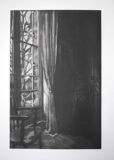 L'escabeau, Aquatinte 30 x 20 cm