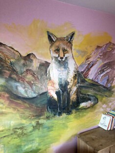mur peint/  chambre enfant au renard