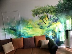 mur peint/  sejour jardin anglais
