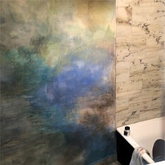 mur peint/  salle de bain aux 4 éléments