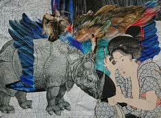 Rhinocéros, collage, 42x52cm, 2024