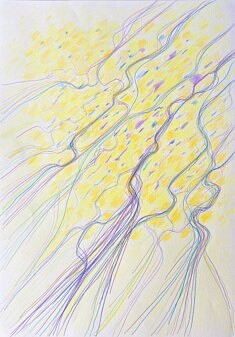 Courants 1, crayons couleur, Format A3