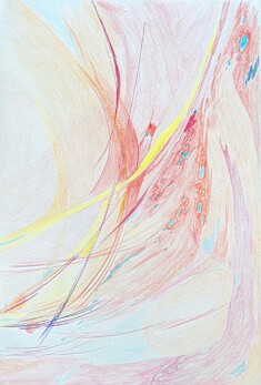 Courants, crayons couleur, Format A3