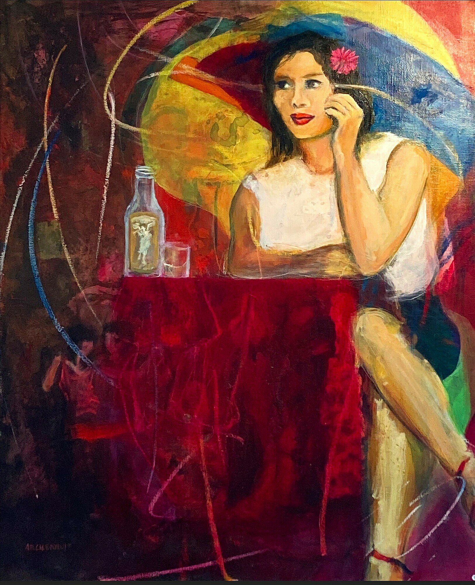 Mélancolie -danzon huile sur toile de lin 116cmX89 cm