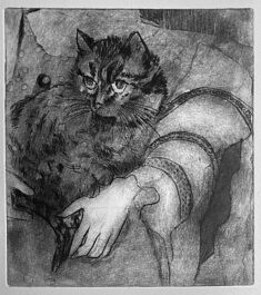 minette et main eau-forte et aquatinte 20x 25 cm