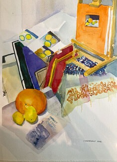 Pamplemousse et citrons, aquarelle à l'atelier, 2025