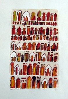 (c) Confais 2012 - Les Fenêtres de l'Orient - Aquarelle, pastel gras et encre sur Papier 70 x 100