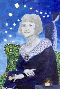 Suzanne et la bougie de Grimm - Acrylique, fusain, crayon, collage papier - 50x70 - 2016
