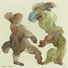 Vive discussion, 20x20cm, aquarelle