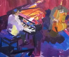 Pianiste et contrebassiste    Huile sur toile   60 x 73