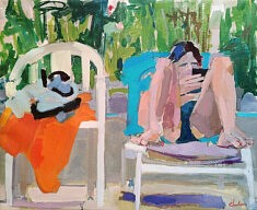 Sur la chaise longue huile sur toile 81 x 100 Sur la chaise longue huile sur toile 81 x 100