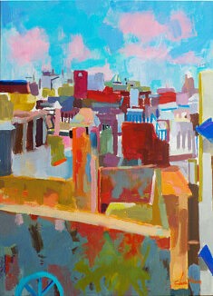 Les terrasses d'Essaouira   huile dur toile                       100 x 73