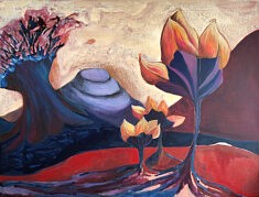 Série "Venues d'ailleurs 2, Acrylique sur toile, 116x89 cm, 2025