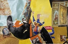 Attention, une Nana dans la Galerie des Glaces!-mixte sur papier epais-32.5x50 2025