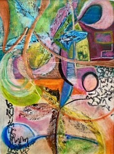 Jardin Sauvage acrylique pastels gras sur toile encadrée sans chassis 40x30 ( 2025)